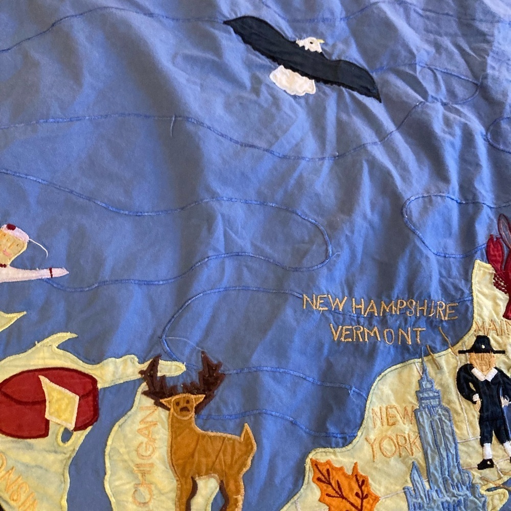 Land of Nod United States Twin Appliqué Duvet Cover Blanket Blue - Picture 7 of 14